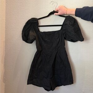 Black Puff Sleeve Romper